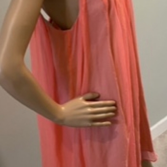 Elizabeth and James Sexy Coral Silk Spaghetti Strap Dress  Size M     NWT - Picture 4 of 13